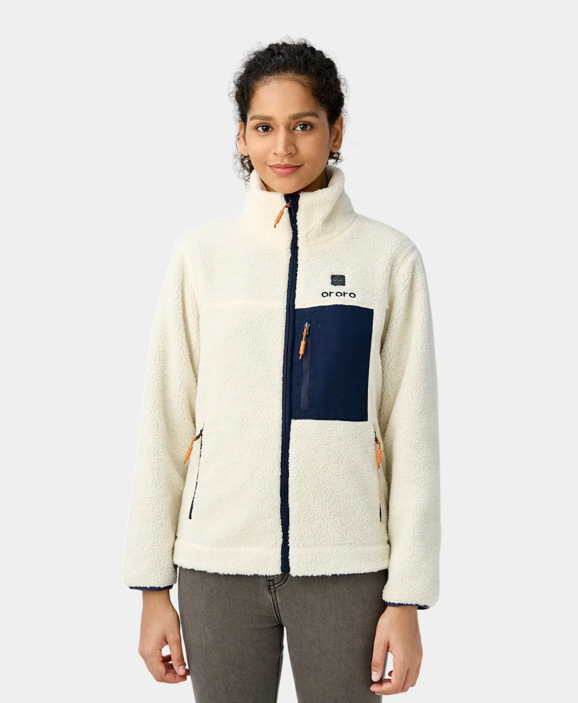 (Open-Box) Women's Colorblock Recycled Fleece Heated Jacket (Battery Set Not Included)