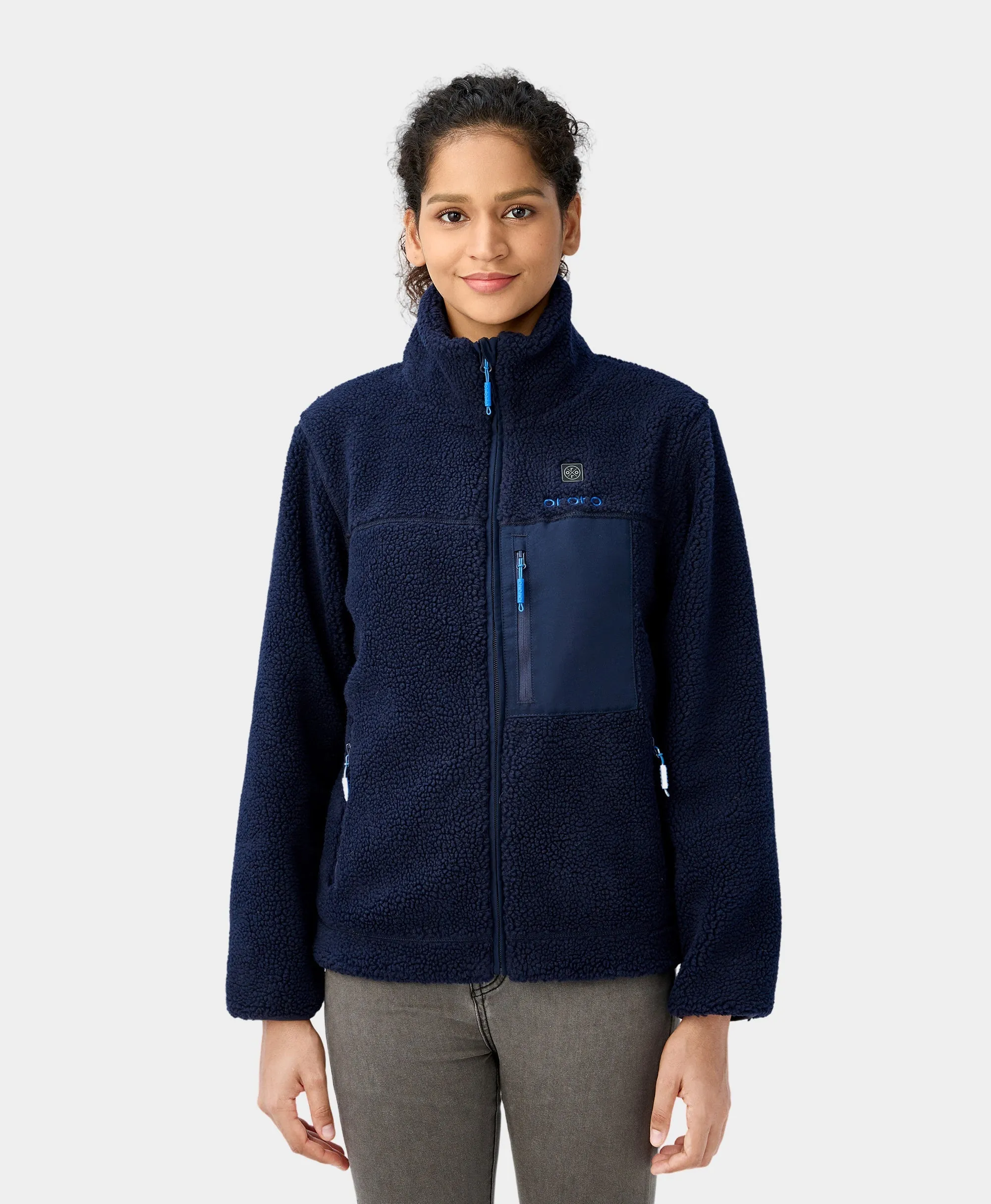 (Open-Box) Women's Colorblock Recycled Fleece Heated Jacket (Battery Set Not Included)