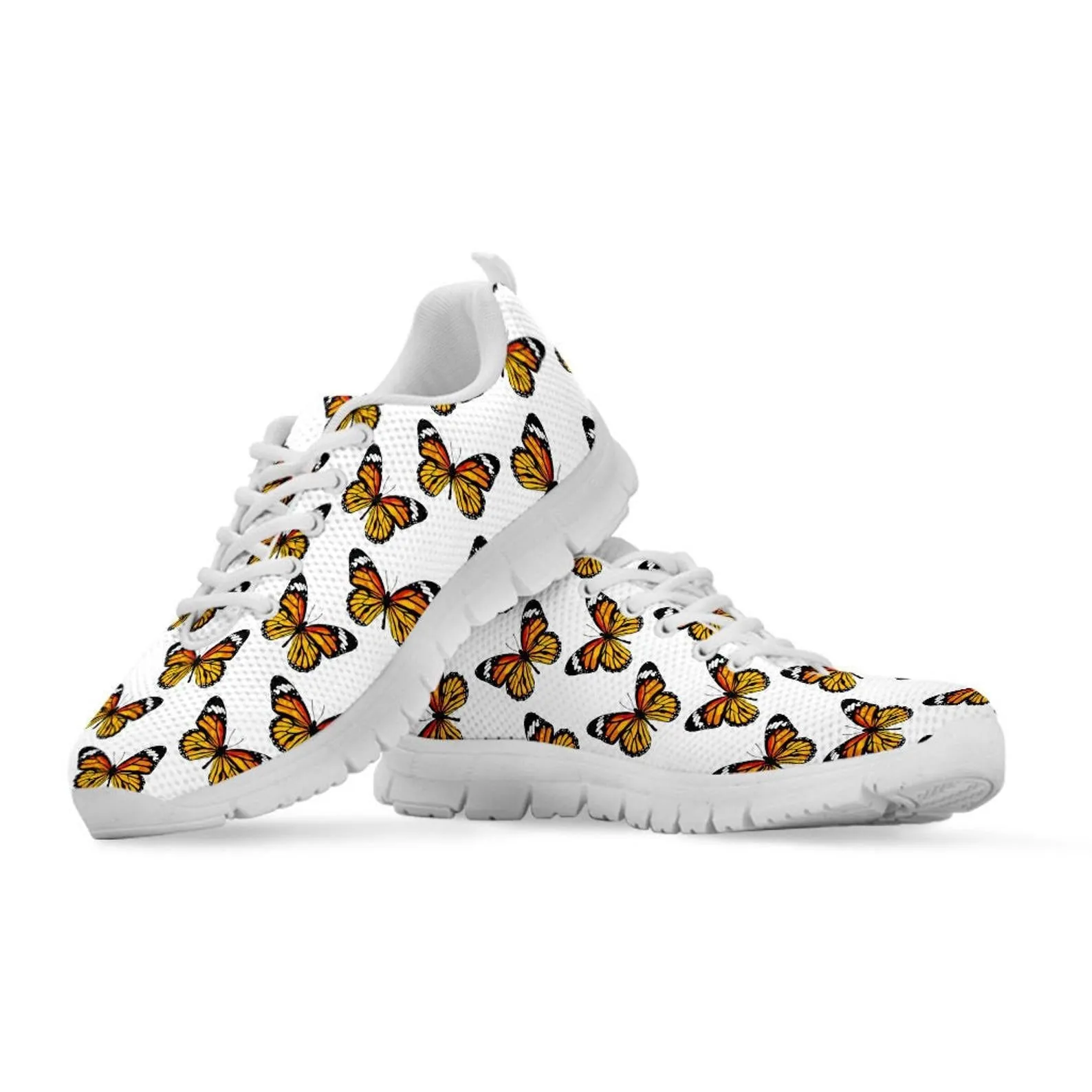 Orange Butterfly Shoes Butterfly Printed Sneakers Butterfly Running Shoes Butterfly Lover Gifts Clothing for Womens Mens Kids Adults