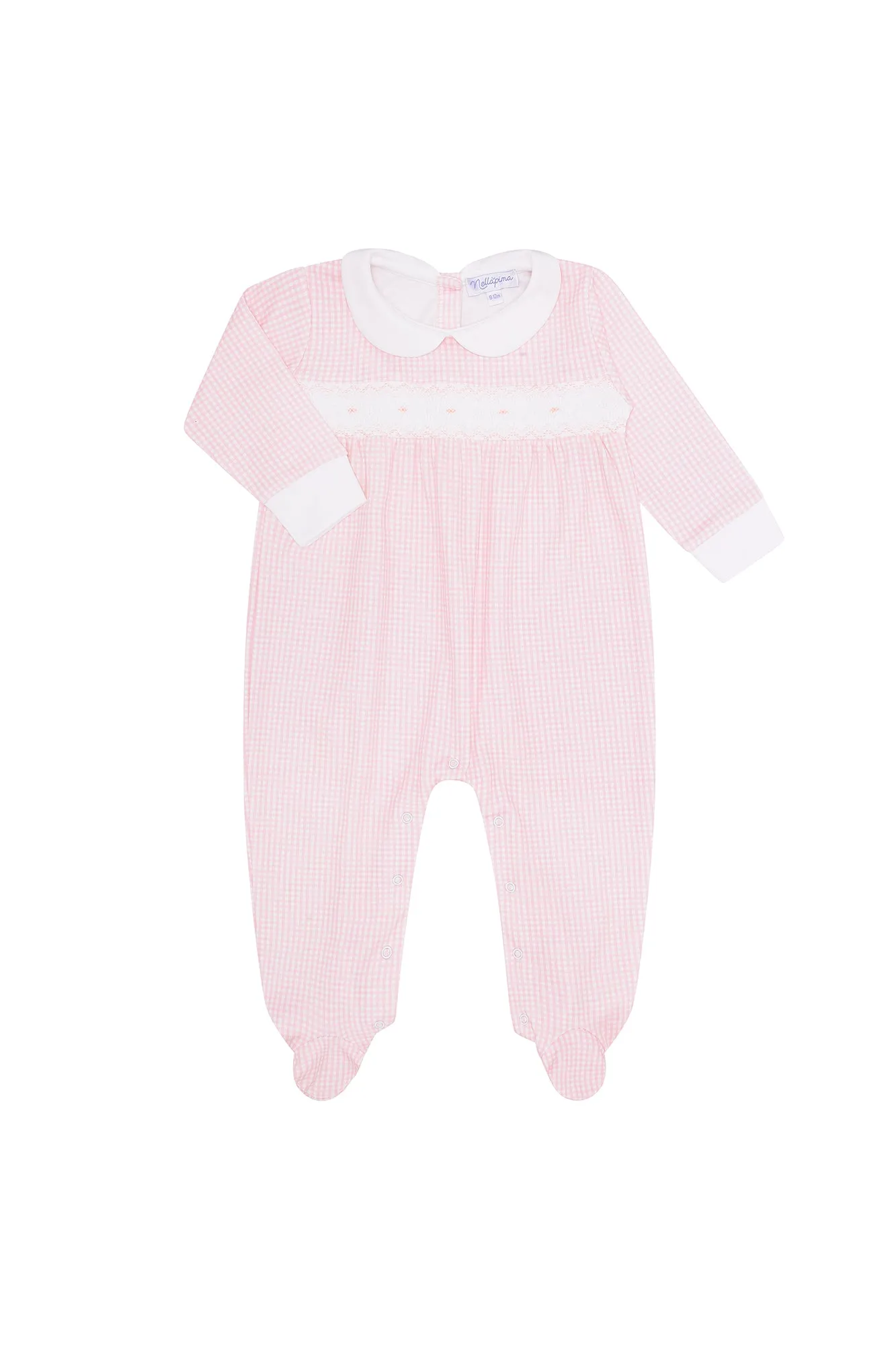 Pink Gingham Smocked Footie