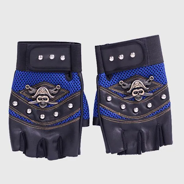 Pirate Skull Leather Gloves