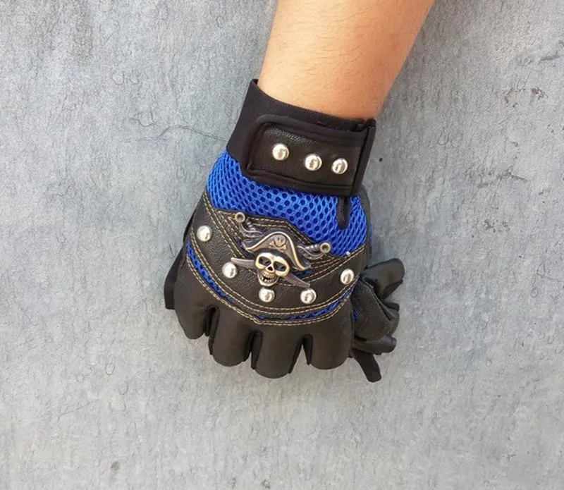 Pirate Skull Leather Gloves