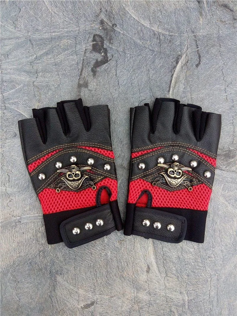 Pirate Skull Leather Gloves