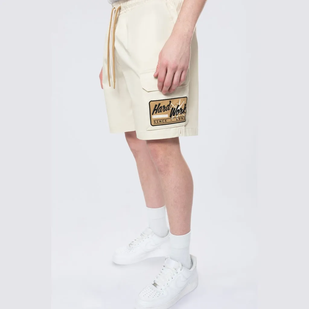 Pitstop Cargo Twill Lounge Shorts - Ecru