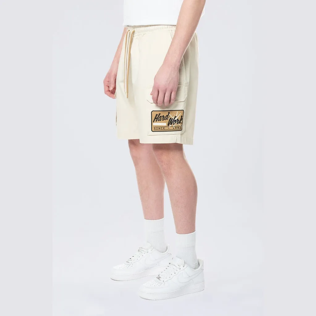 Pitstop Cargo Twill Lounge Shorts - Ecru