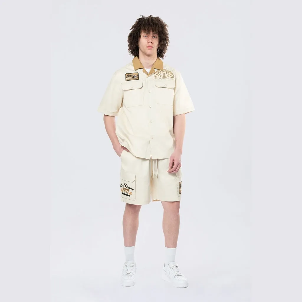 Pitstop Cargo Twill Lounge Shorts - Ecru