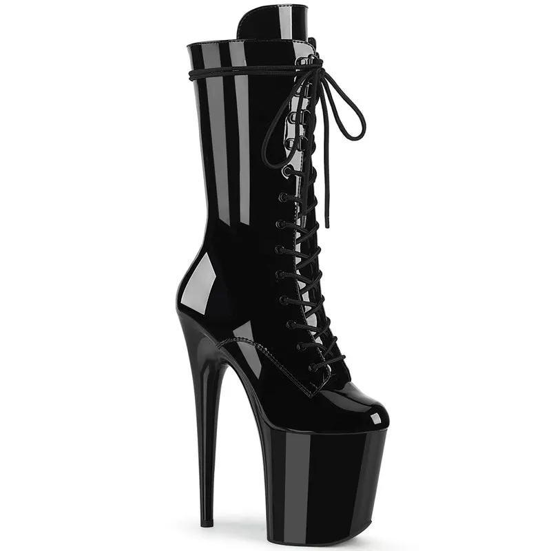 Pleaser USA Flamingo-1050 8inch Pleaser Boots - Patent Black