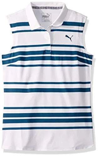 Puma Junior Girls Sleeveless Stripe Golf Polo