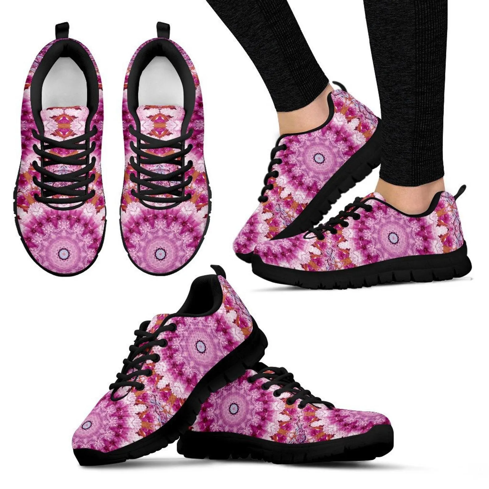 Purple Floral Festival Womens Sneaker Shoes