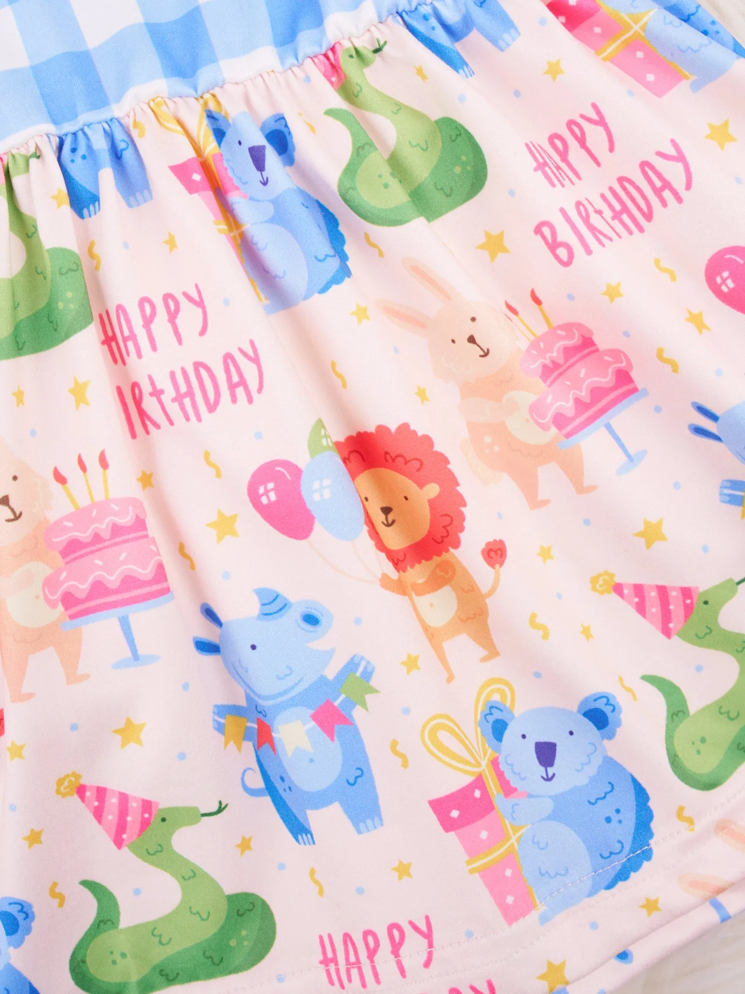 "Happy Birthday" Gingham Ruffle Outfit