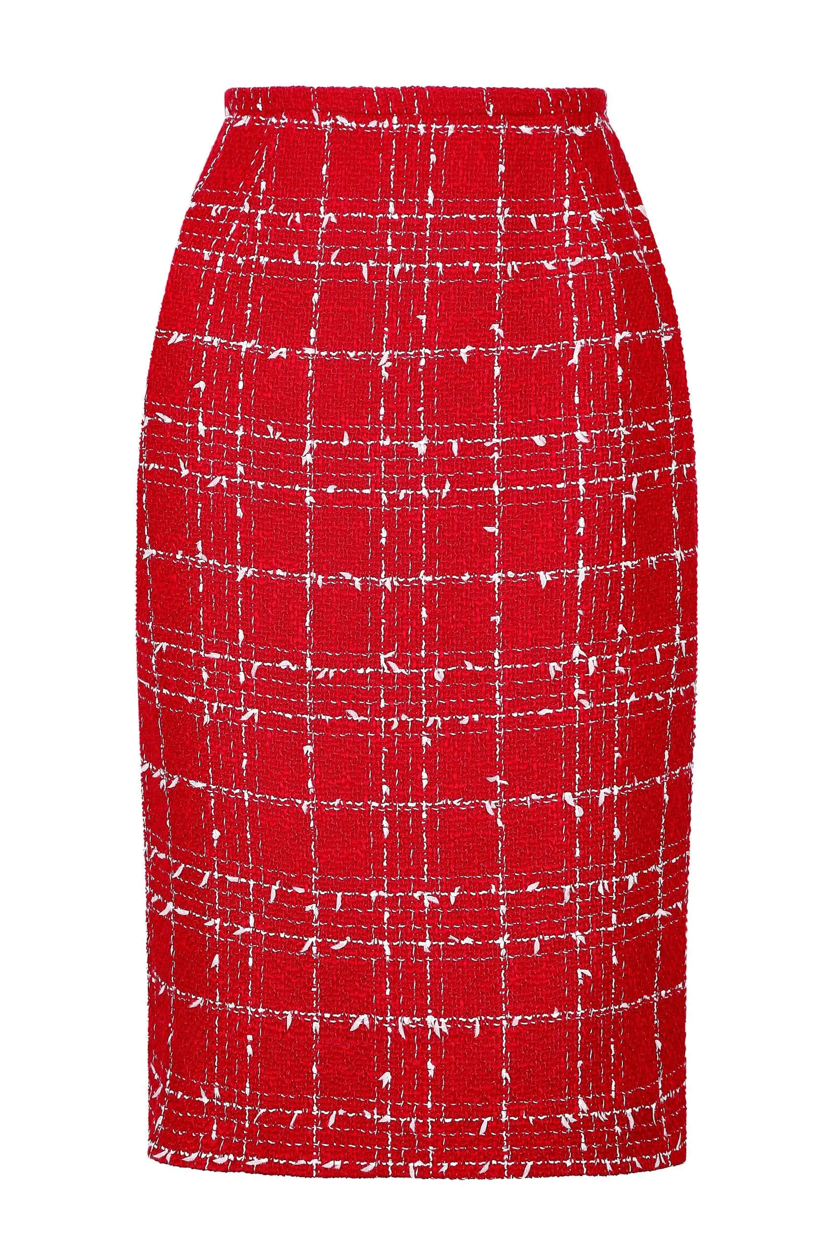 Red/White Check Tweed Skirt - Penny