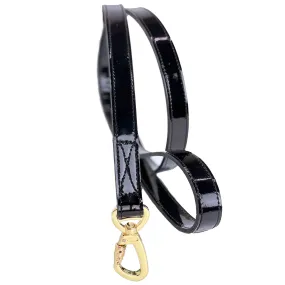 Regency Dog Leash in Black Patent & Gold