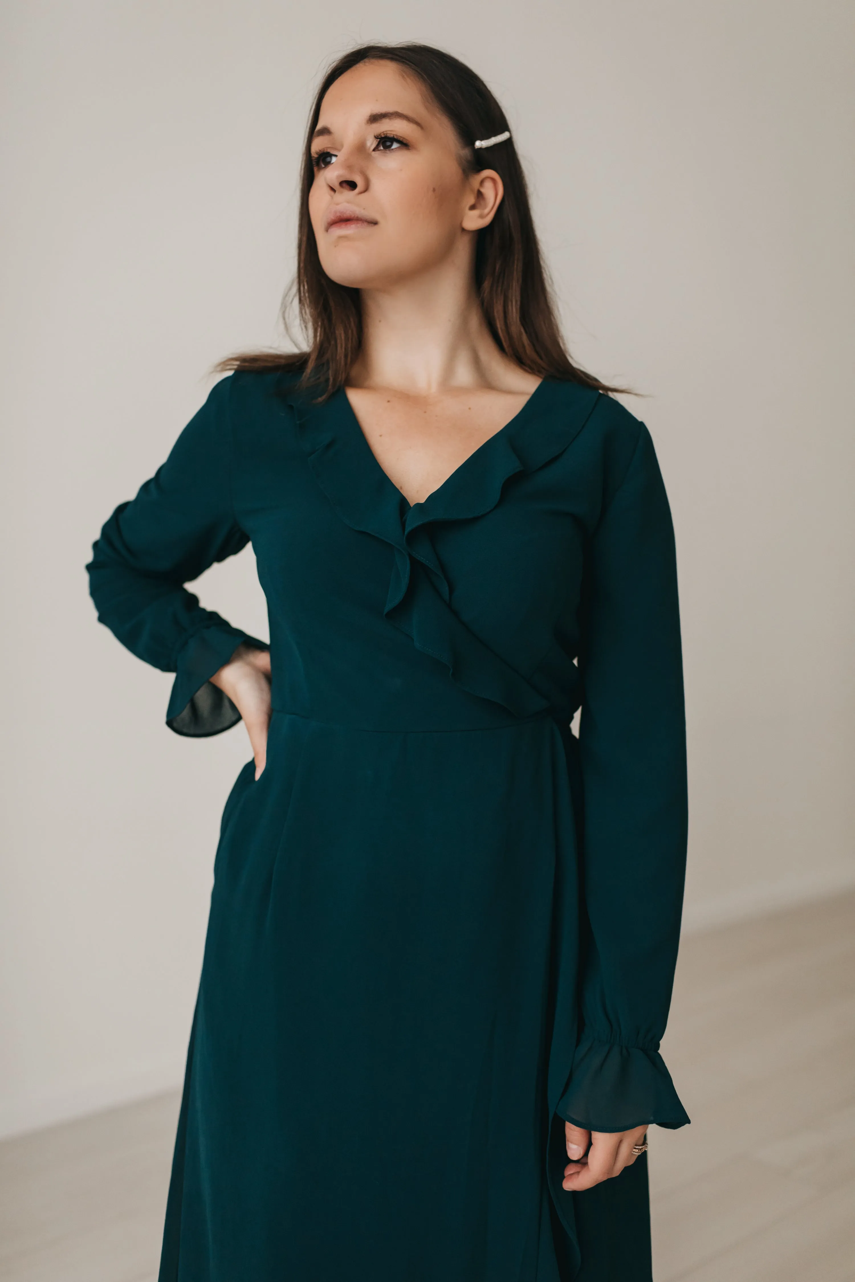 Renee Long Formal Dress in Dark Teal (Extended Sizing)