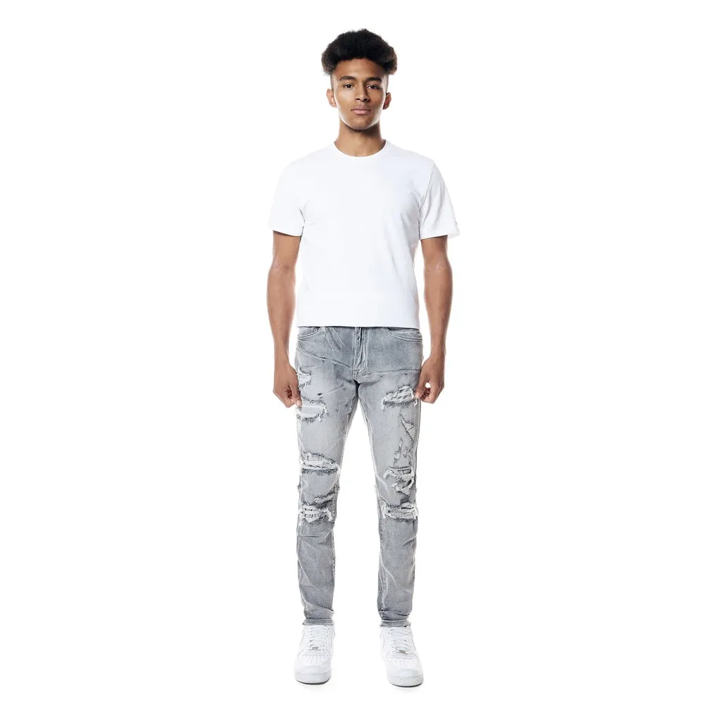 Rip & Repair Slim Tapered Denim Jeans - Union Grey