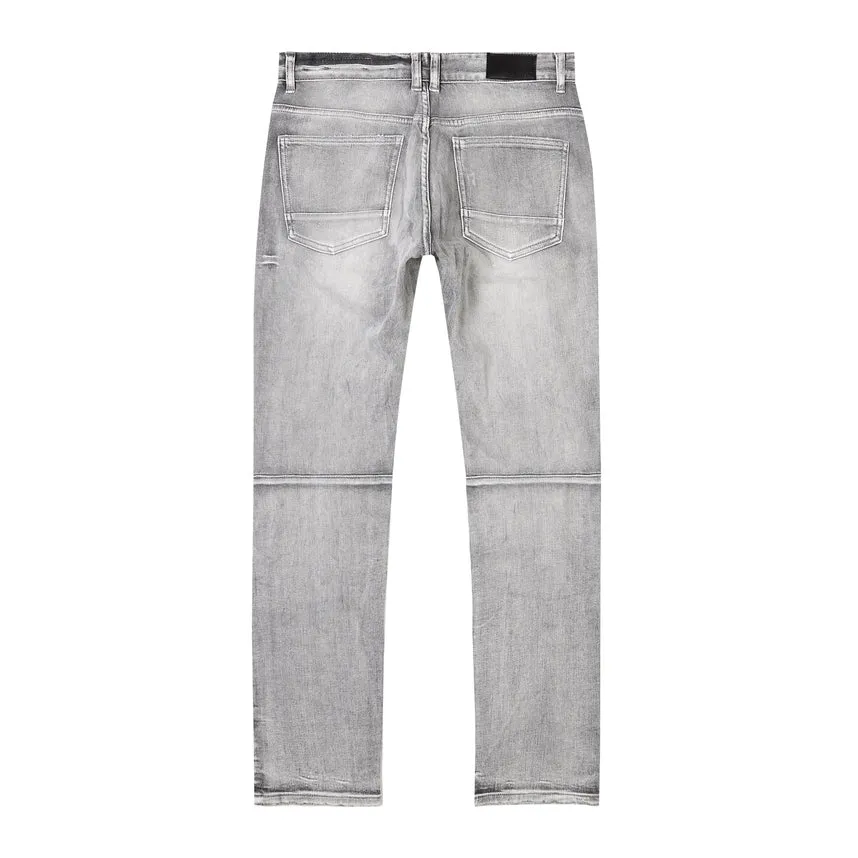 Rip & Repair Slim Tapered Denim Jeans - Union Grey