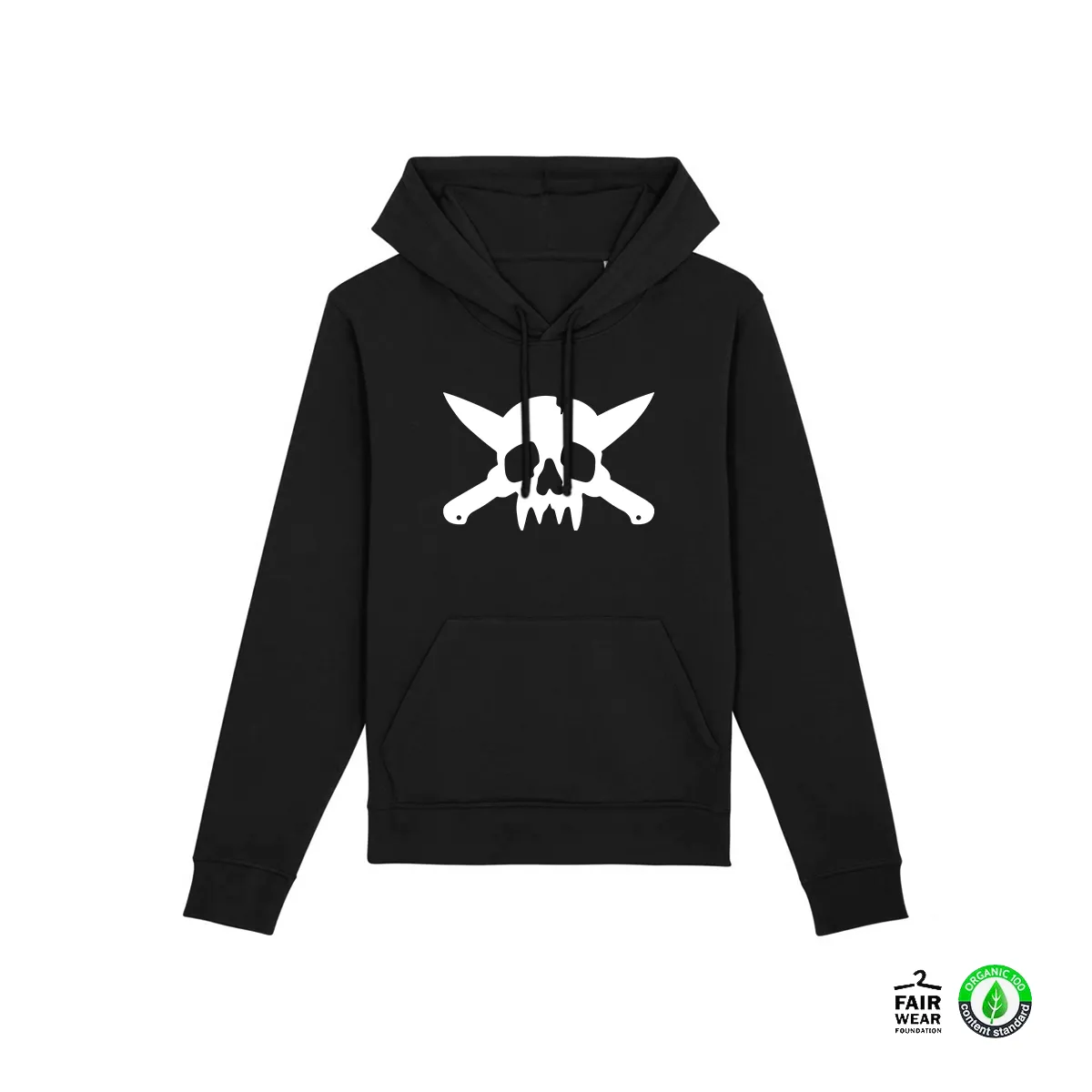 Skull logo Spring/Fall Edition Black Hoodie (Fair Trade/Organic Cotton)