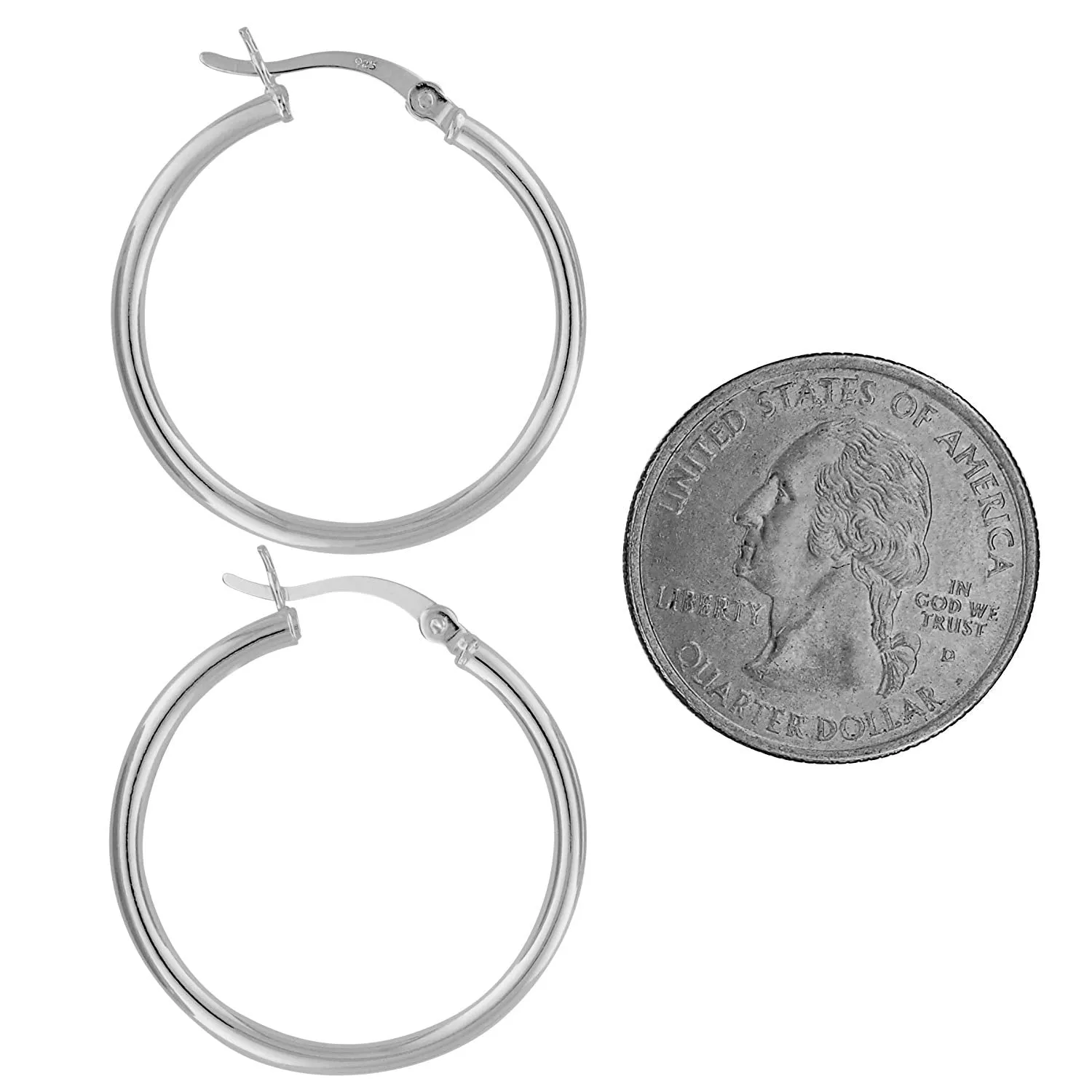 Sterling Silver Hoop Earrings 2mm x 28mm