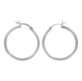 Sterling Silver Hoop Earrings 2mm x 28mm