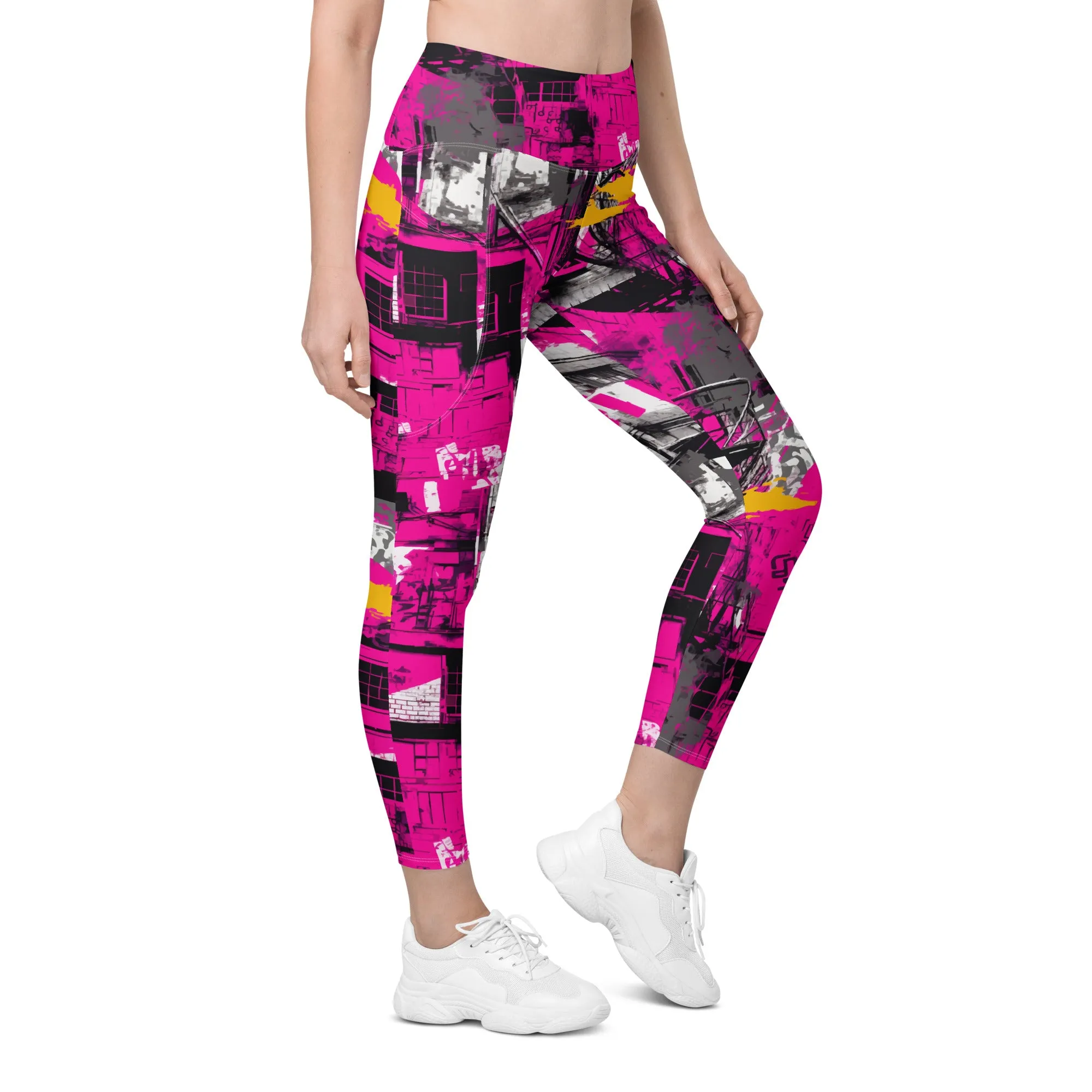 Streetwise Strides: Women's Running Leggings with Pockets - Urban Decay 002