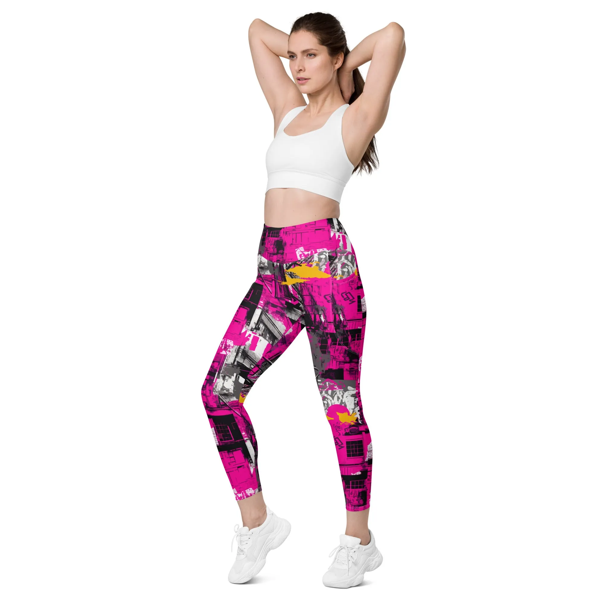 Streetwise Strides: Women's Running Leggings with Pockets - Urban Decay 002