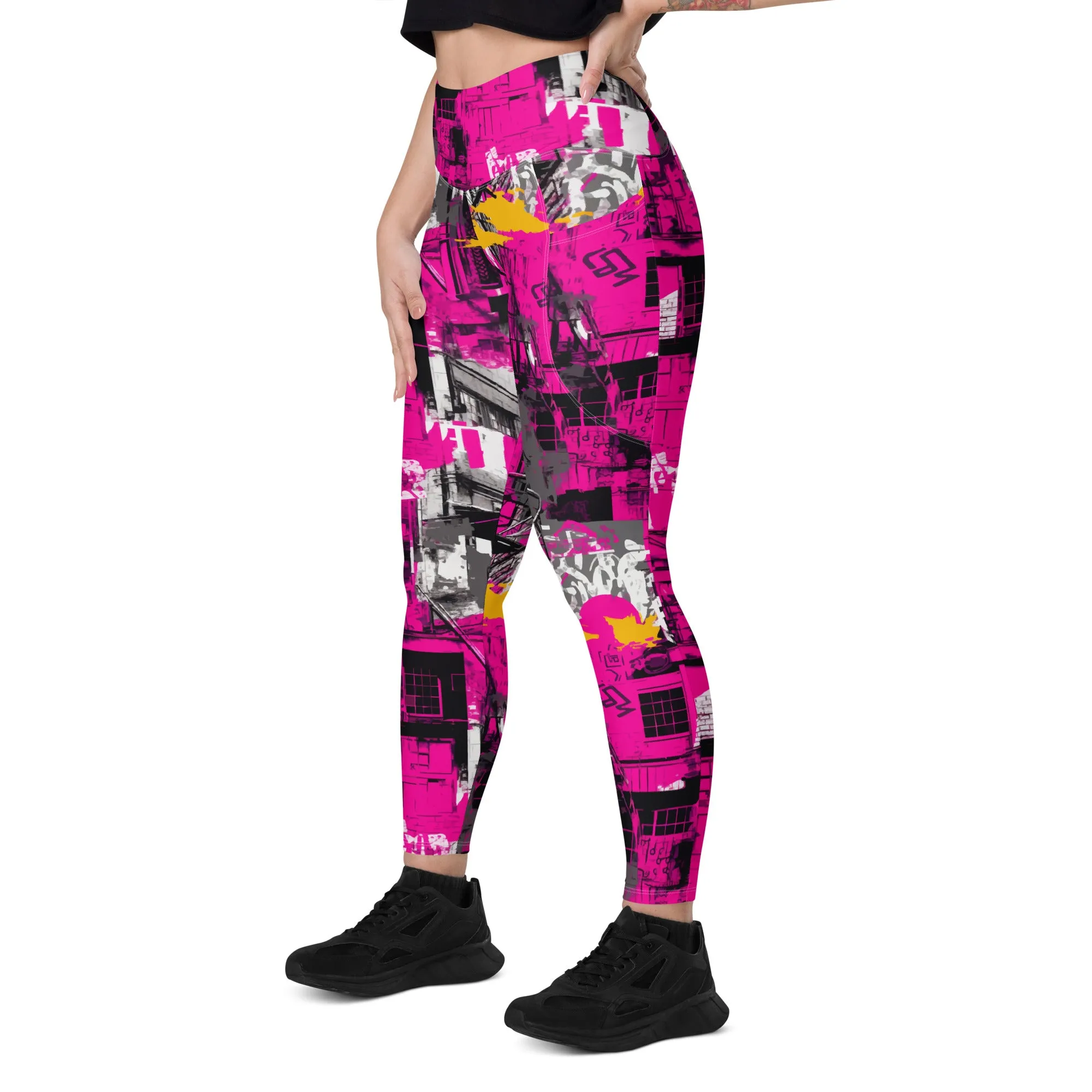 Streetwise Strides: Women's Running Leggings with Pockets - Urban Decay 002