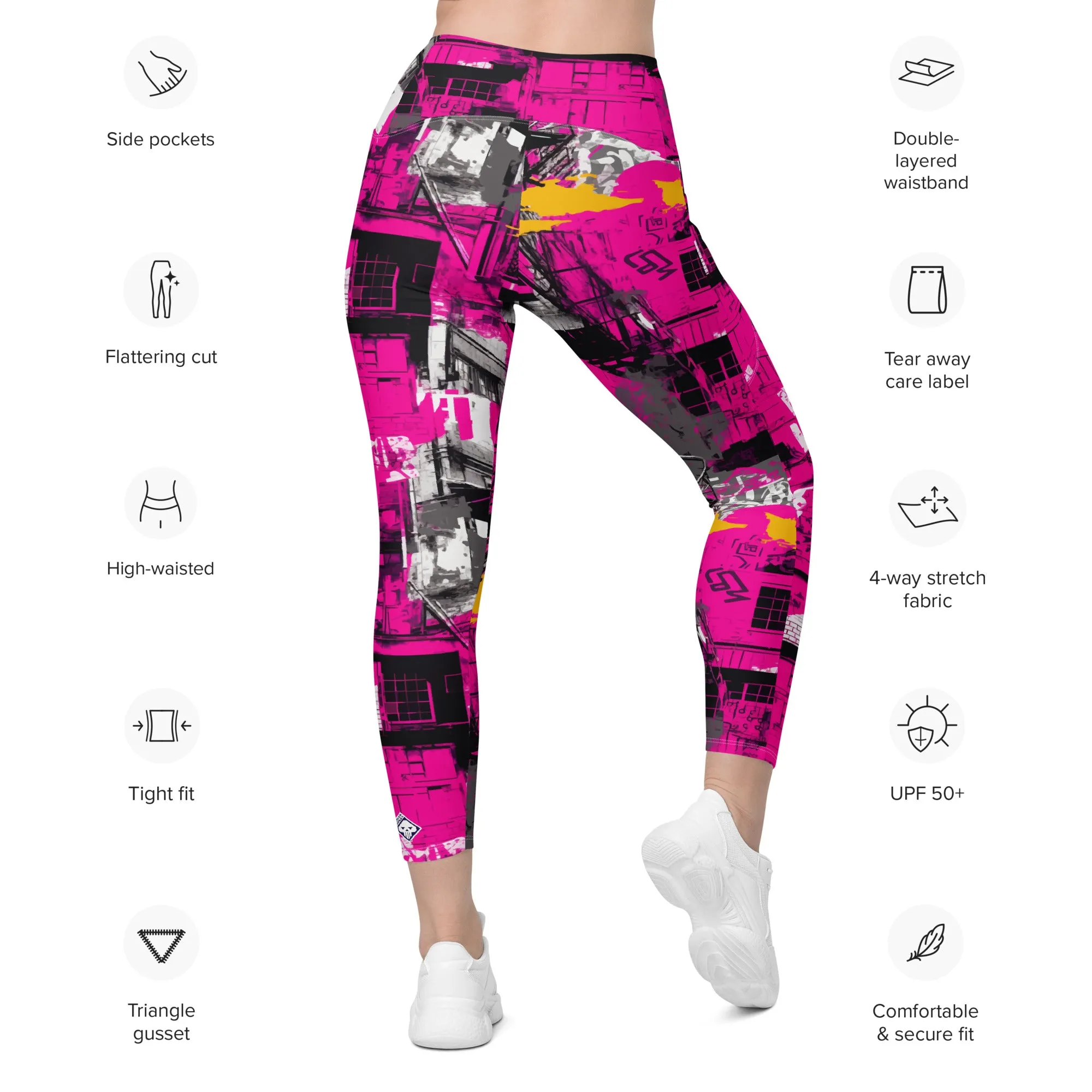 Streetwise Strides: Women's Running Leggings with Pockets - Urban Decay 002