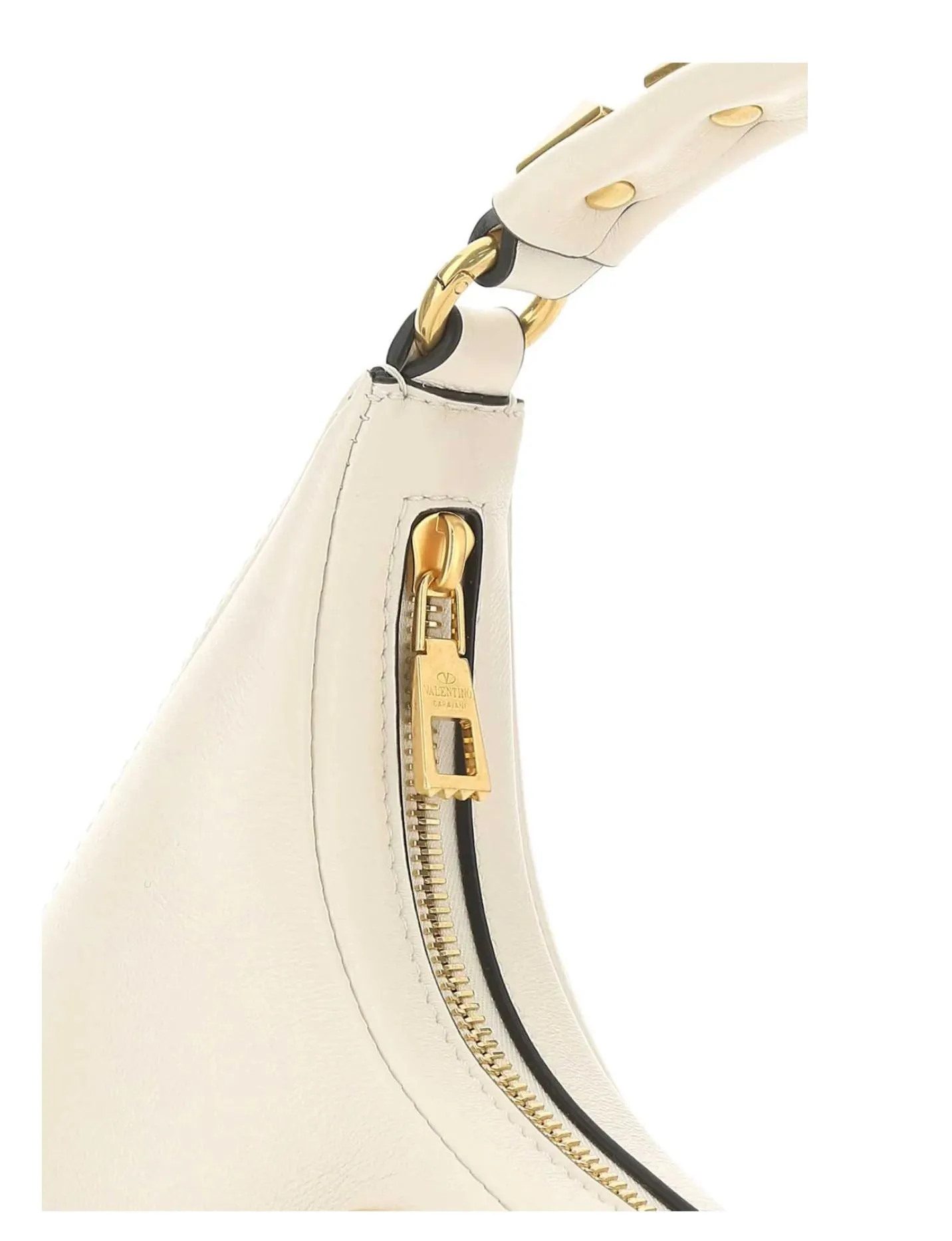 Studded Vlogo Hobo Bag, Ivory