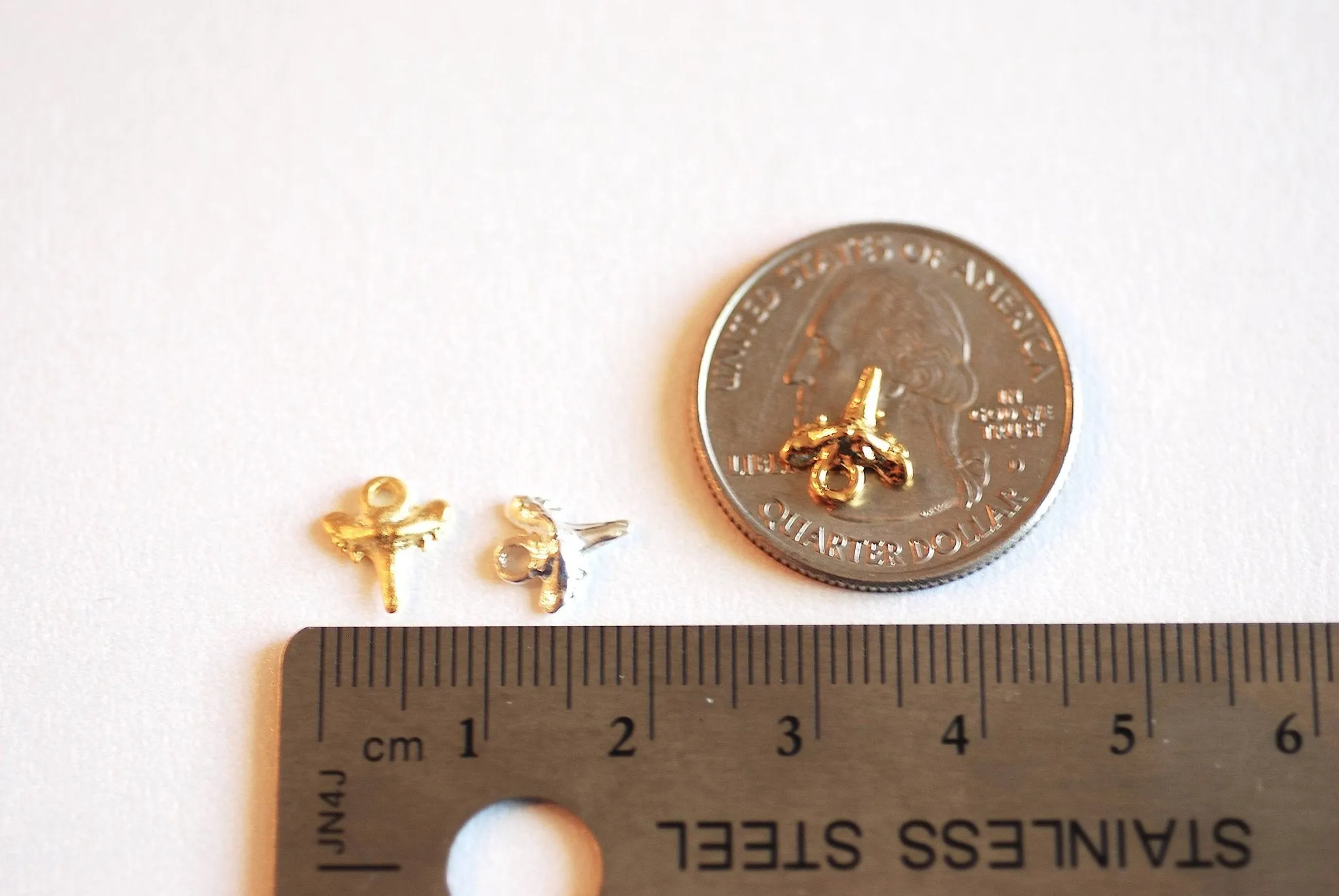 Tiny Shark Tooth Charm- 22k Gold plated over Sterling Silver, Vermeil Gold Shark Tooth, Small shark teeth, nautical beach charms, 380