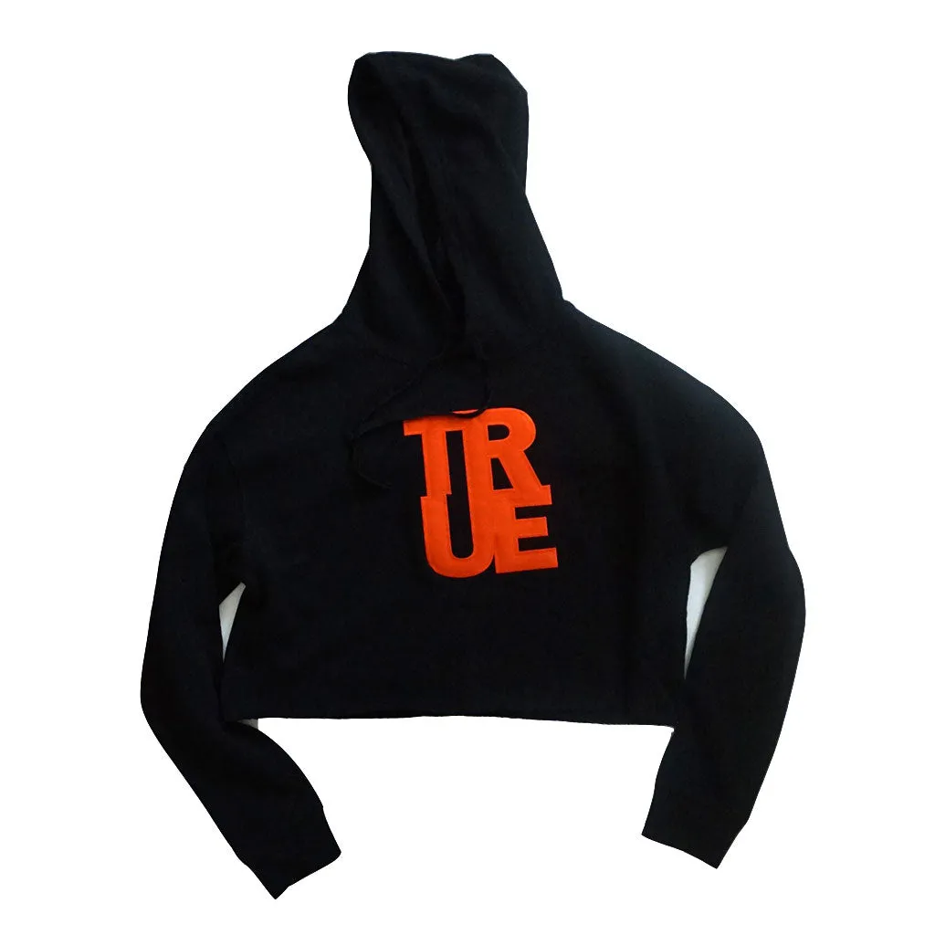 True Women's Logo Crop Hoodie Black/Orange