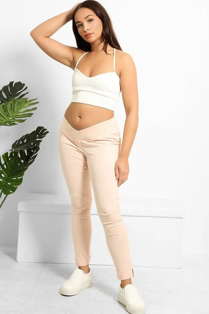 Under Bump Waist Cropped Maternity Trousers