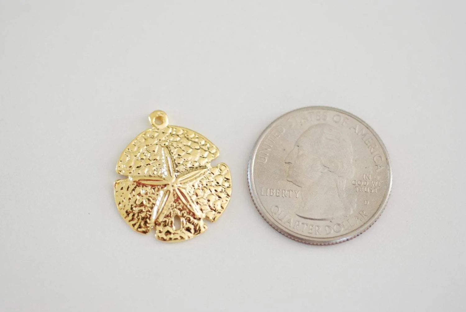 Vermeil Sand Wholesale Dollar Charms -18k gold over sterling silver, Glossy Sand Dollar, Nautical Beach themed Charms  Vermeil Charms, 134