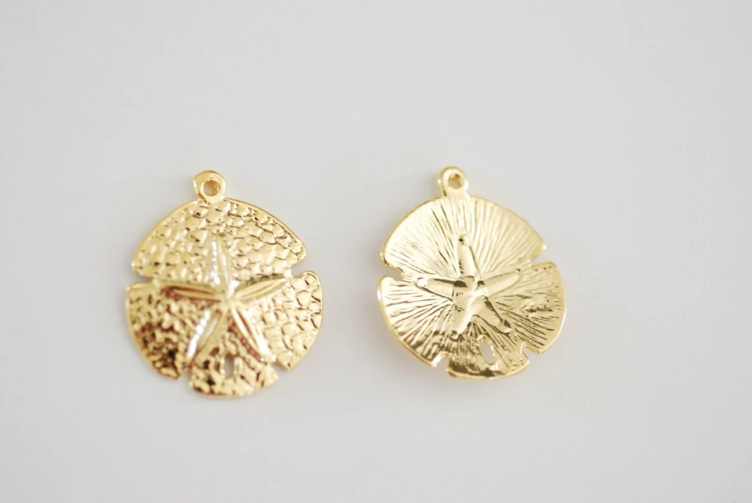 Vermeil Sand Wholesale Dollar Charms -18k gold over sterling silver, Glossy Sand Dollar, Nautical Beach themed Charms  Vermeil Charms, 134