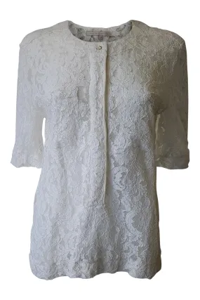 VICTORIA BECKHAM White Cotton Blend Lace Sheer Shirt (4)