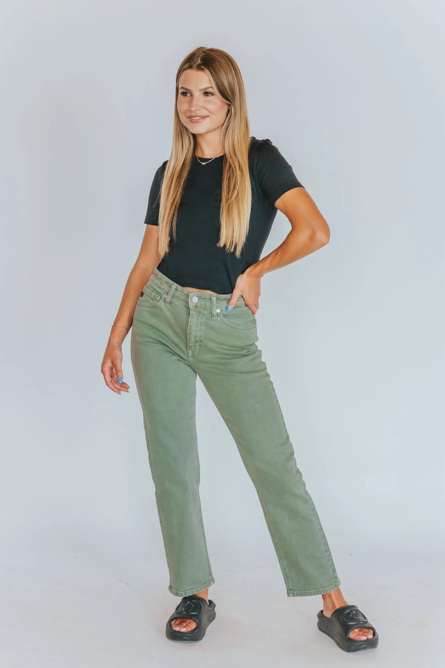 When All Else Fails Green Straight Leg Denim