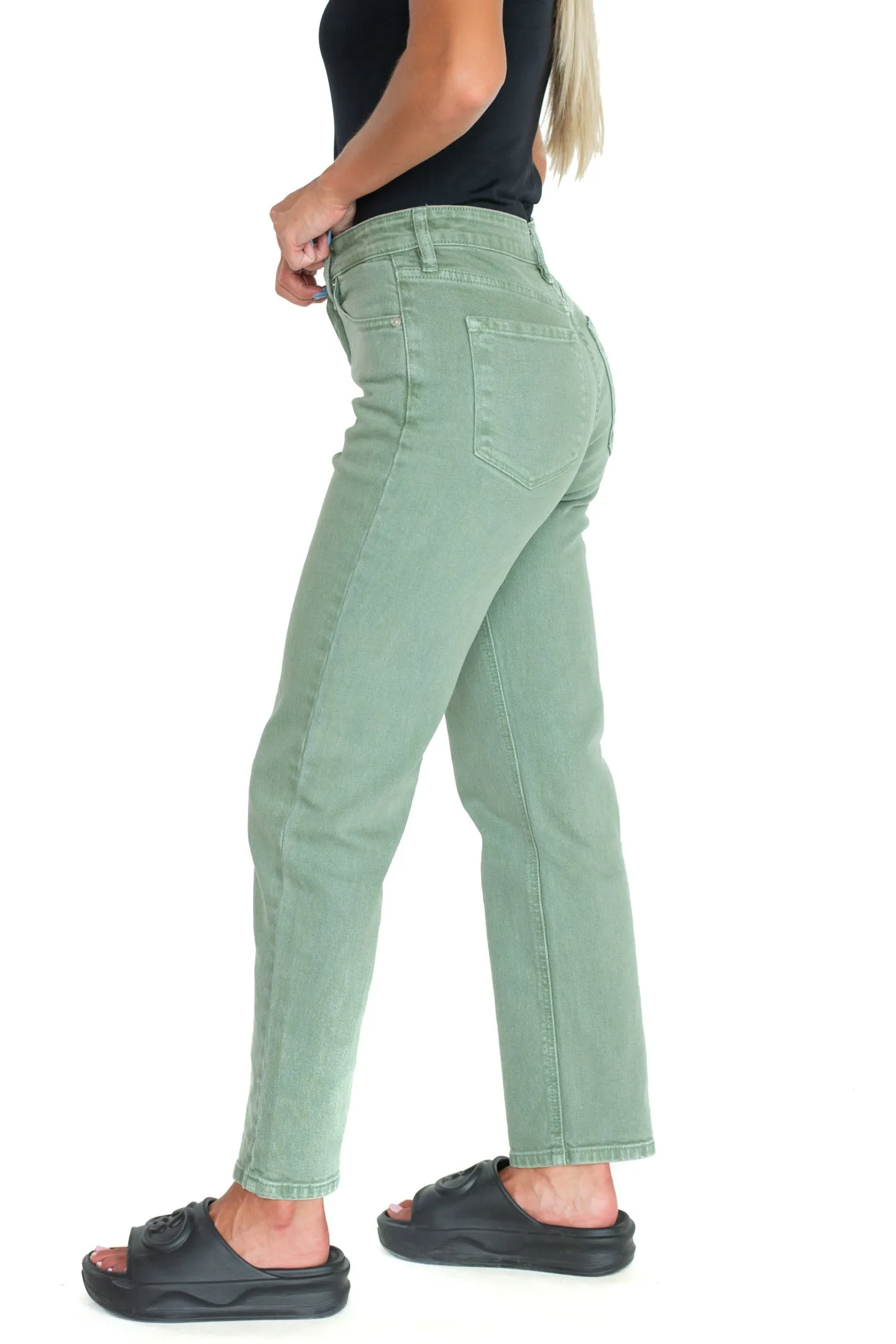 When All Else Fails Green Straight Leg Denim