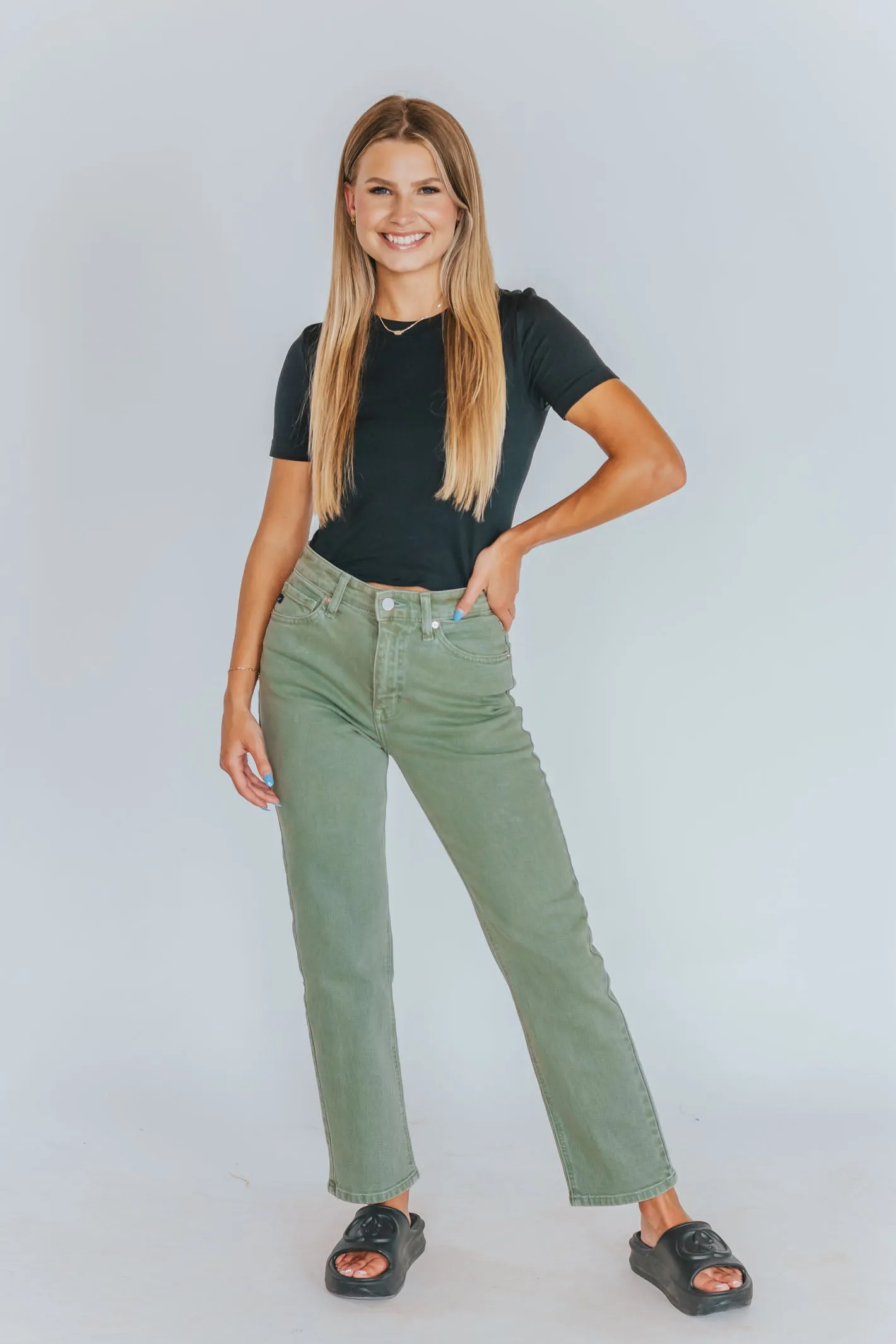 When All Else Fails Green Straight Leg Denim