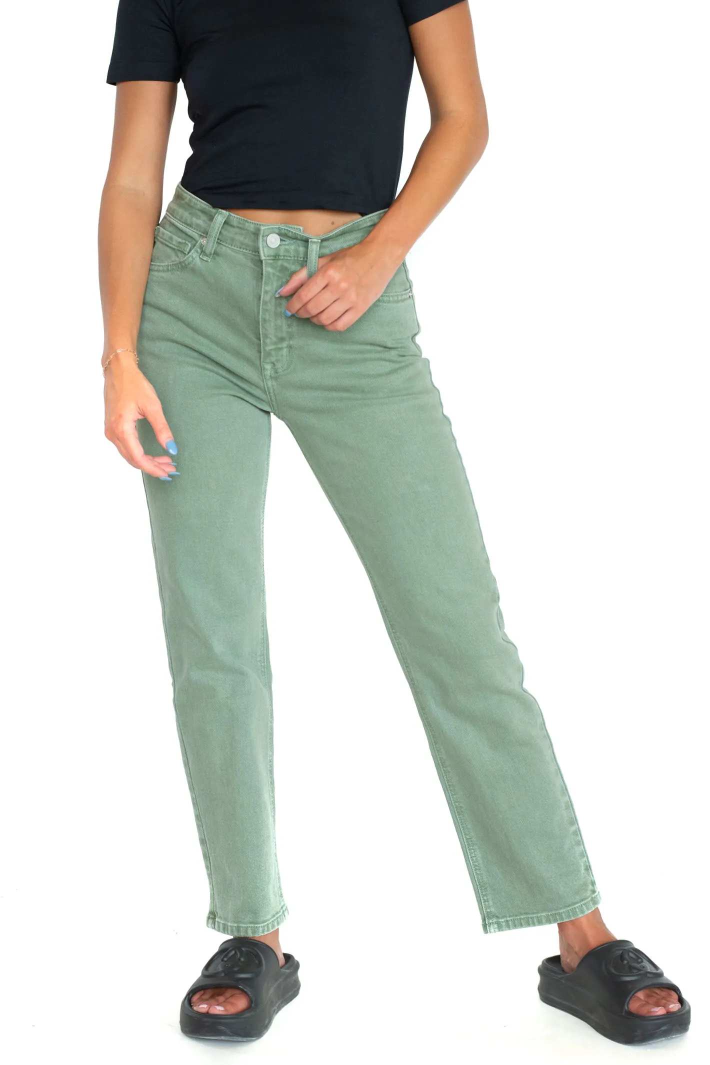 When All Else Fails Green Straight Leg Denim