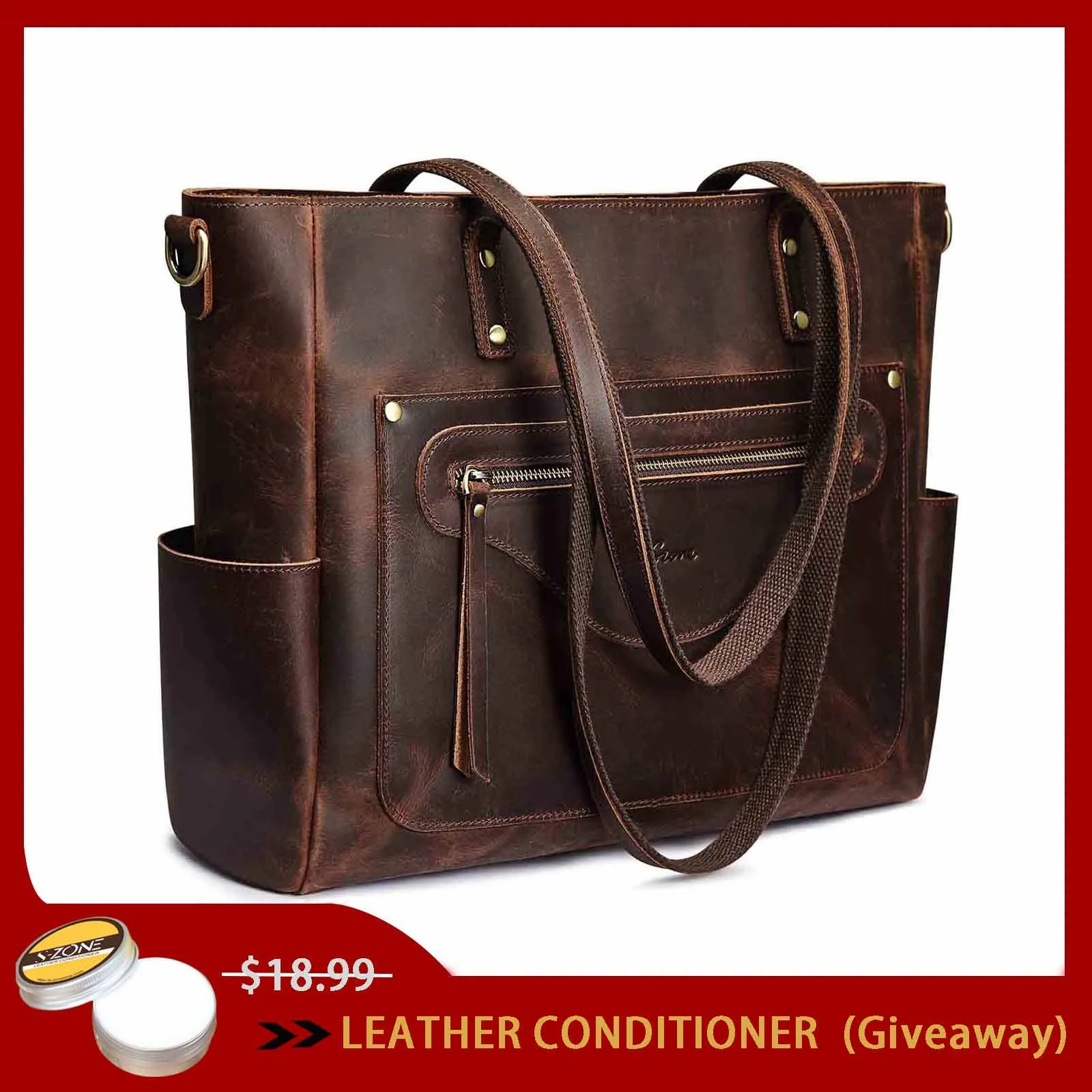 Women Vintage Genuine Leather Tote Bag