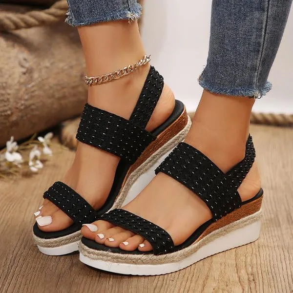 Women's Casual Elastic Wedge Fish Mouth Sandals 80983571S