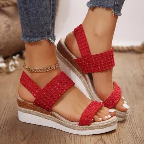 Women's Casual Elastic Wedge Fish Mouth Sandals 80983571S