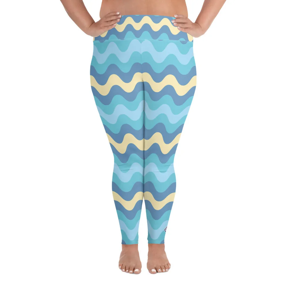 Women's High Waist Plus Size Ripple Jersey Shore Leggings Tights