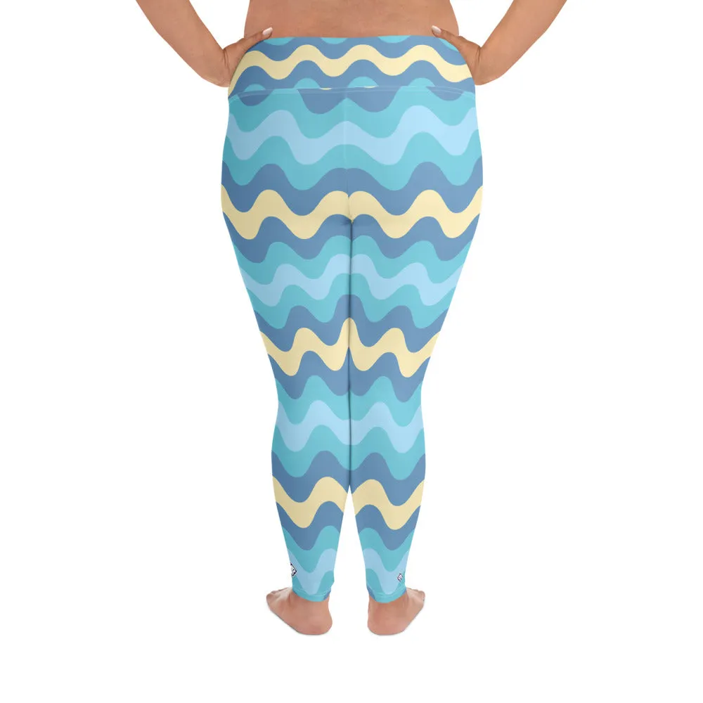 Women's High Waist Plus Size Ripple Jersey Shore Leggings Tights