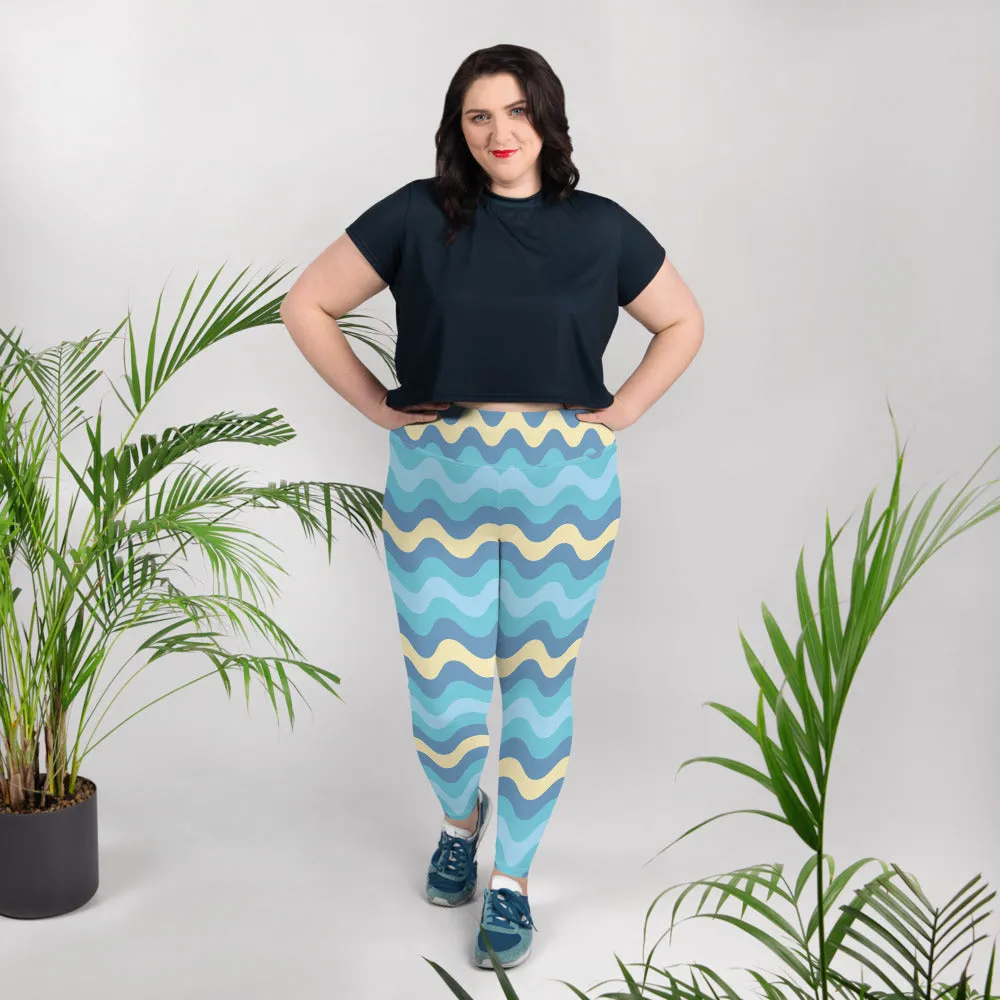 Women's High Waist Plus Size Ripple Jersey Shore Leggings Tights