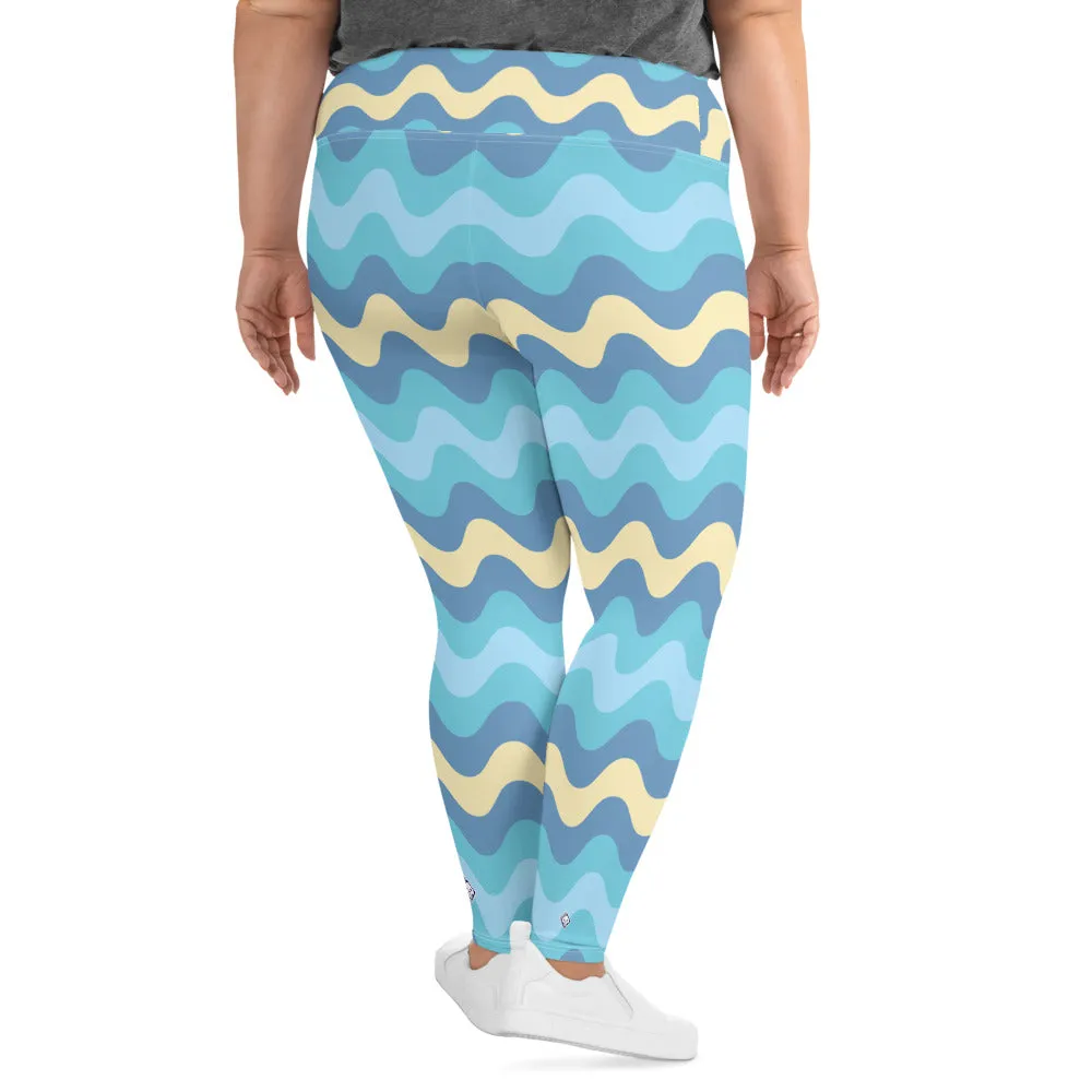 Women's High Waist Plus Size Ripple Jersey Shore Leggings Tights