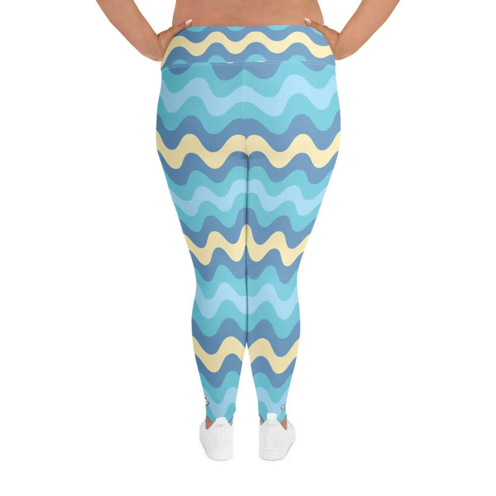 Women's High Waist Plus Size Ripple Jersey Shore Leggings Tights