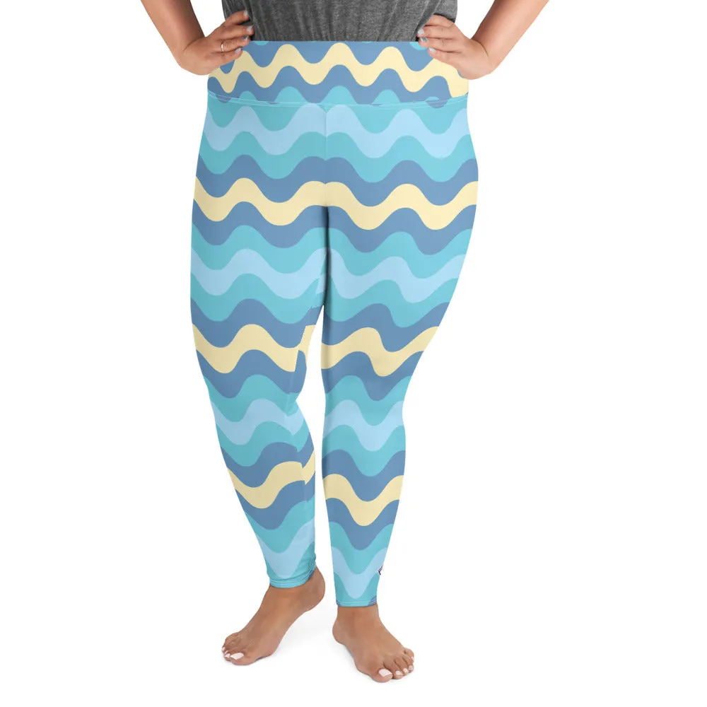 Women's High Waist Plus Size Ripple Jersey Shore Leggings Tights