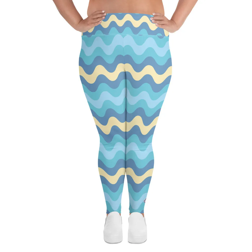 Women's High Waist Plus Size Ripple Jersey Shore Leggings Tights