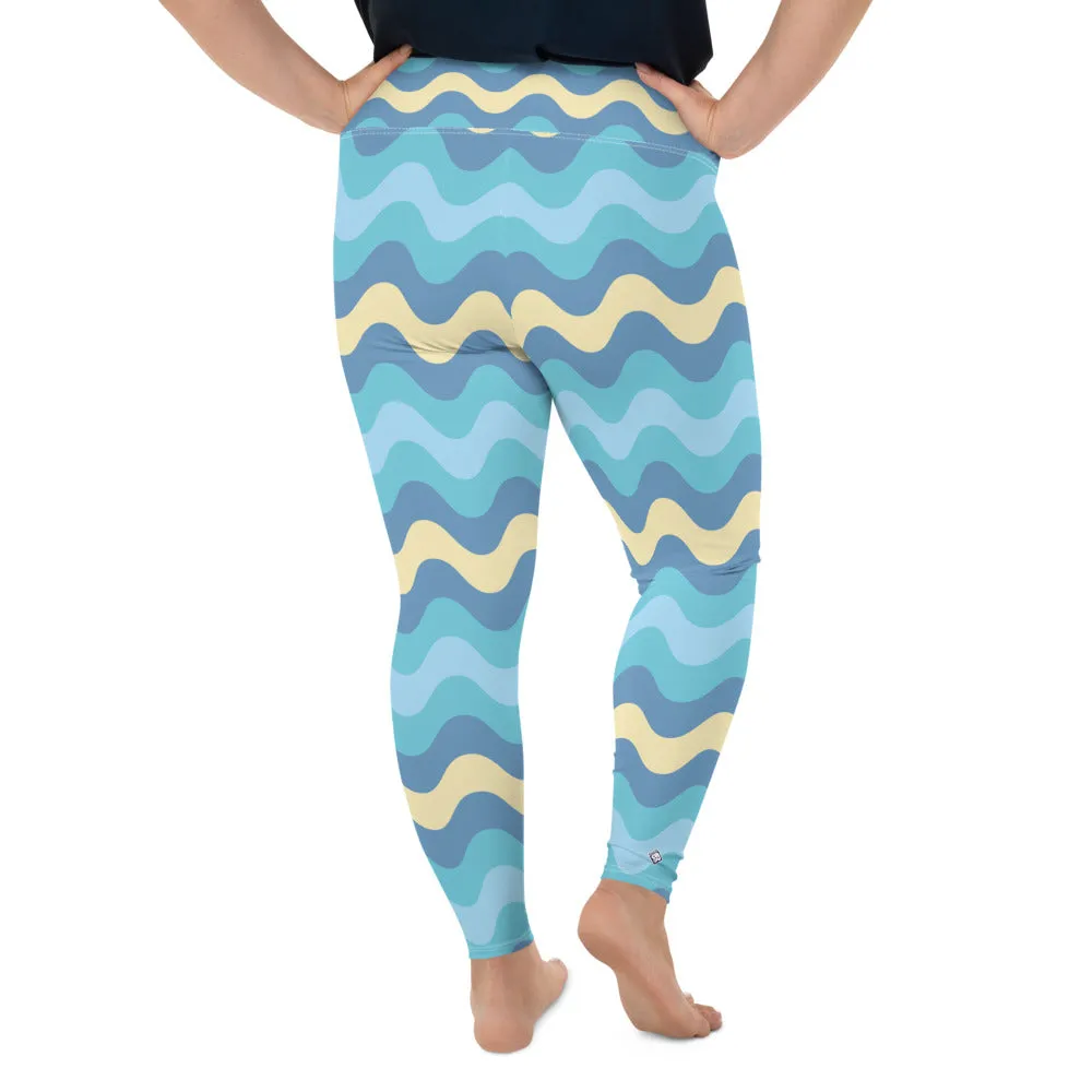 Women's High Waist Plus Size Ripple Jersey Shore Leggings Tights