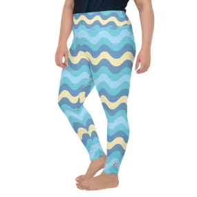 Women's High Waist Plus Size Ripple Jersey Shore Leggings Tights