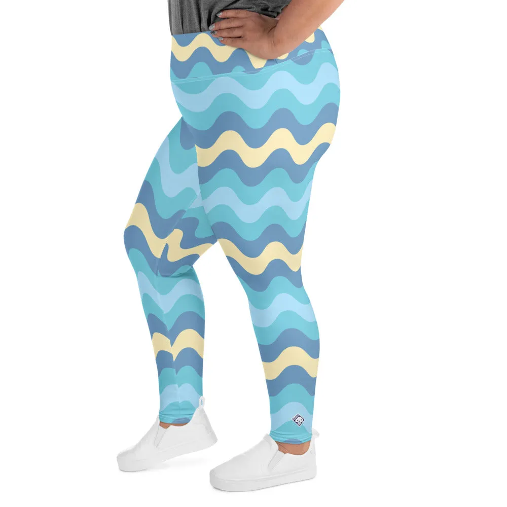 Women's High Waist Plus Size Ripple Jersey Shore Leggings Tights